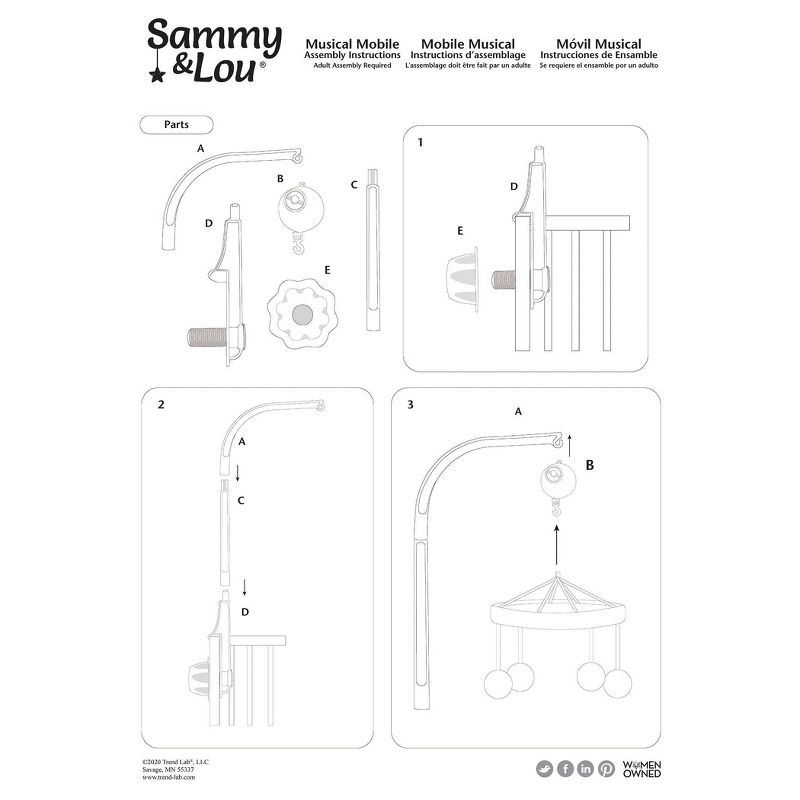 Lambs & Ivy Sky Rocket Planets/Stars Musical Baby Crib Mobile Soother Toy- Blue