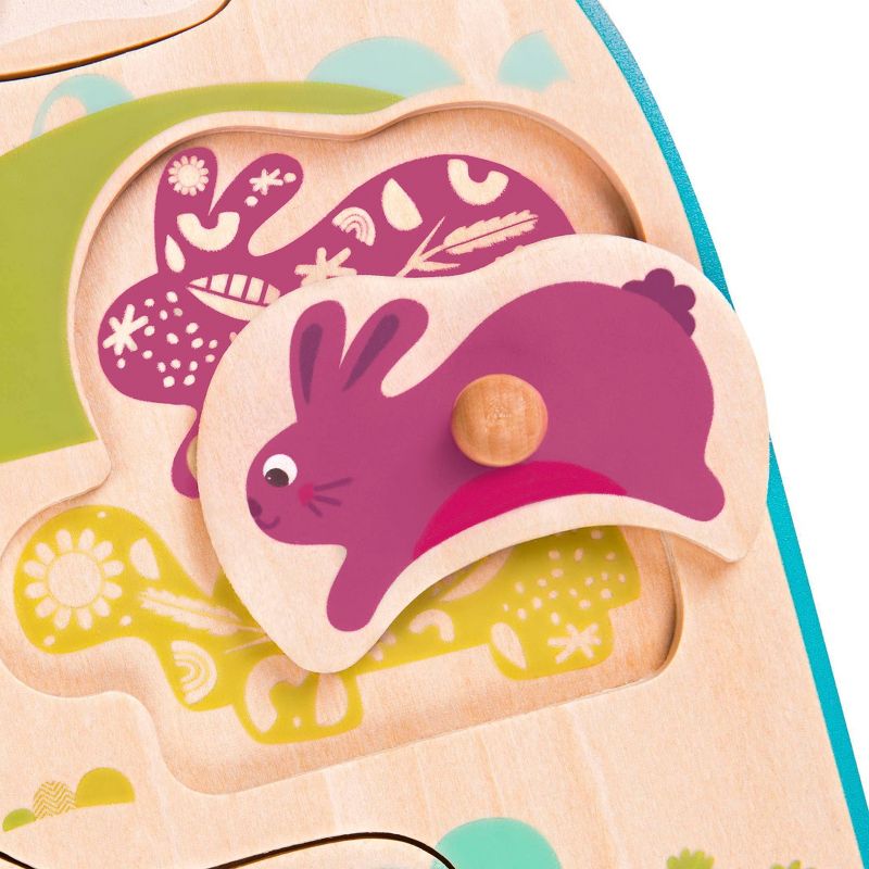 B. toys Wooden Peg Puzzle Animal Barnyard 9pc