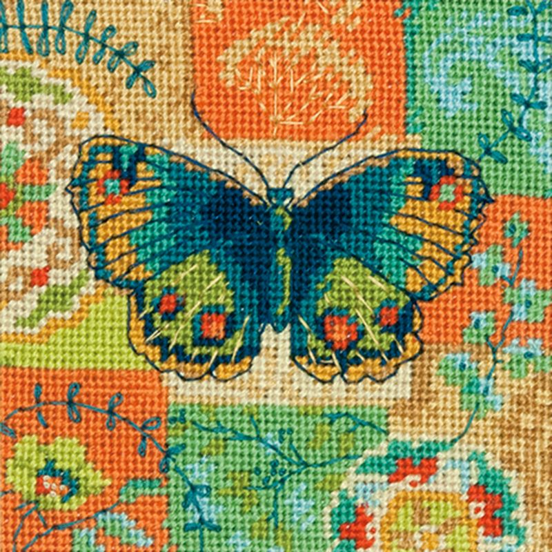 Dimensions Mini Needlepoint Kit 5"X5"-Butterfly Pattern Stitched In Thread