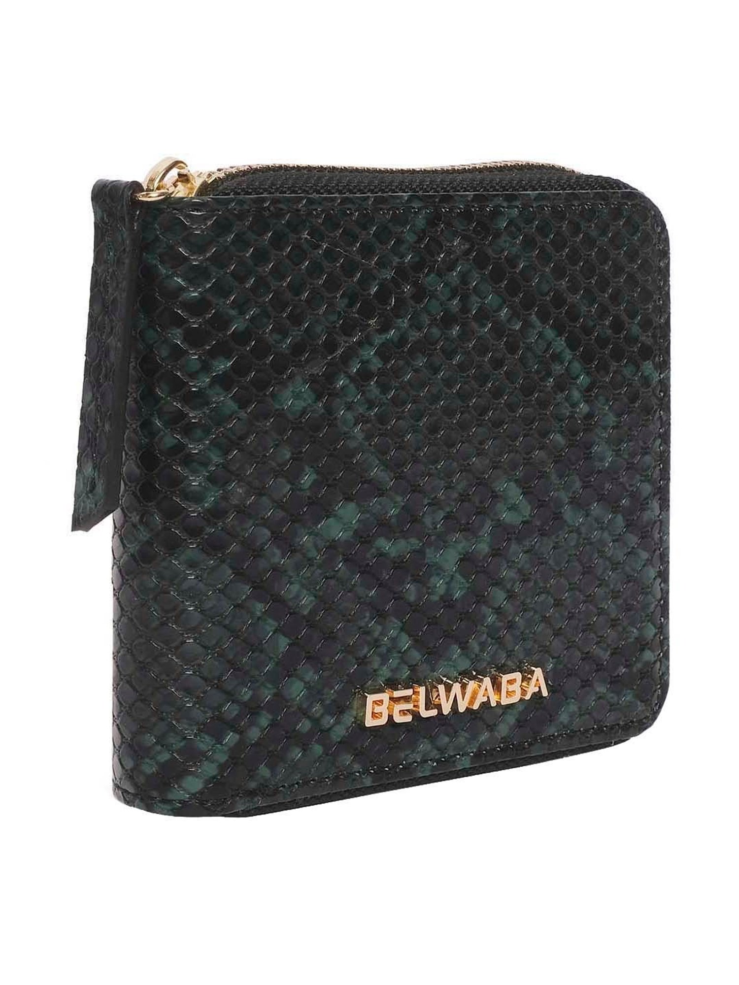 BELWABA Green Textured Zip Around Wallet for Women