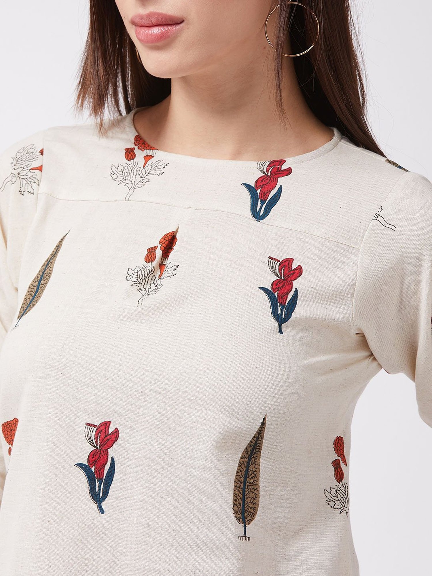 Inweave Off White Printed Top