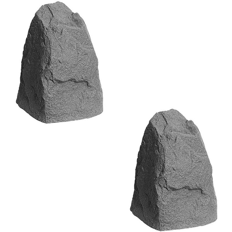 Algreen Receptacle Rock Cover and Decorative Weatherproof Outdoor Garden Accent 21.5 x 18 x 16, Dark Granite (2 Pack)