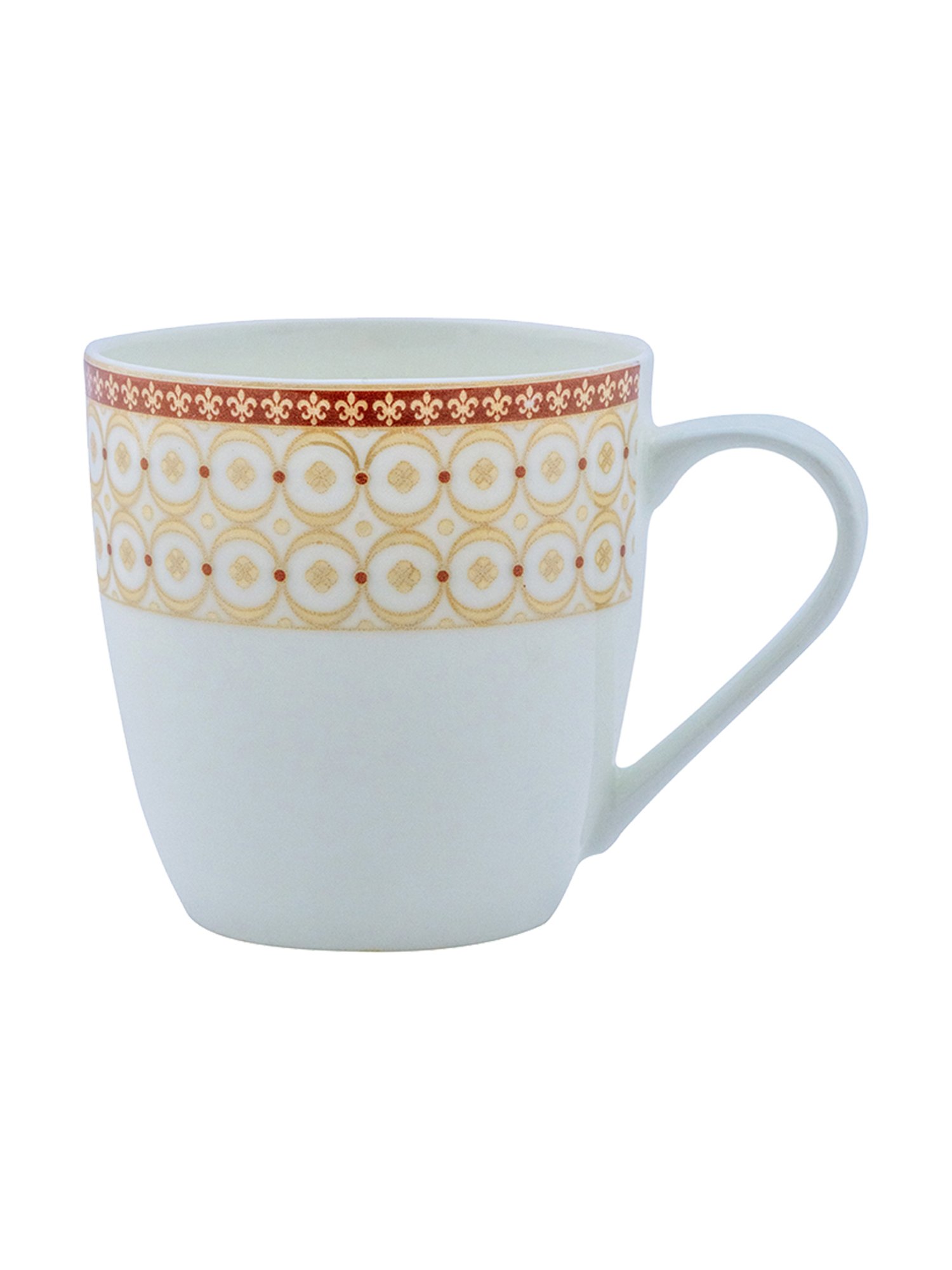 SONAKI Printed White Bone China Coffee Mug - Set of 6 (180ml)