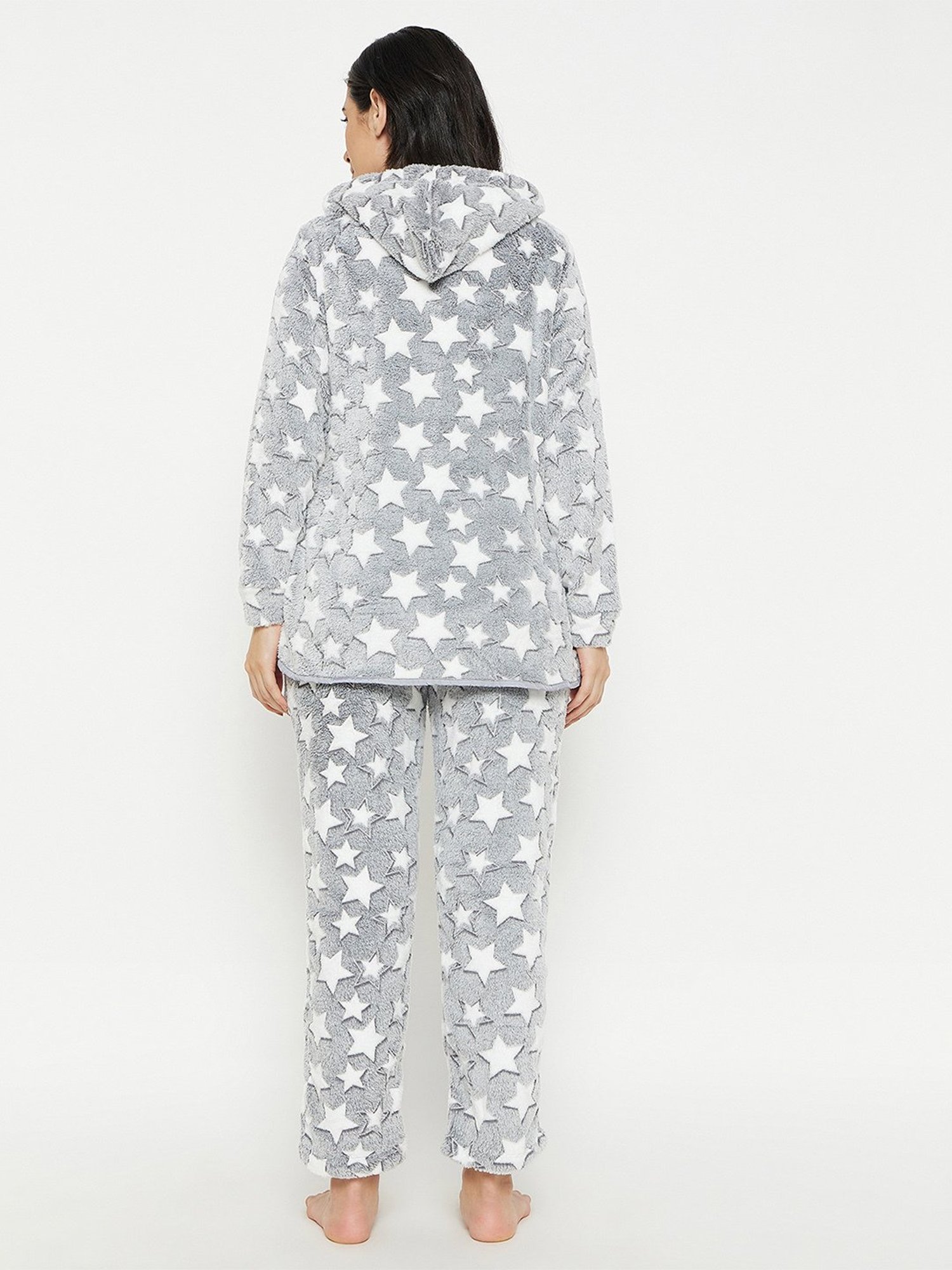 MADAME M Secret Grey Printed Hoodie With Pyjamas