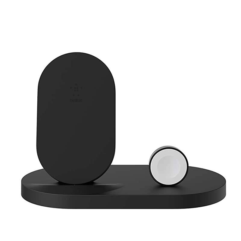 F8J235ttBLK Boost Up Wireless Charging Dock Apple Charging Station for Iphone + Apple Watch + USB Port Apple Watch Charging Stand iPhone Charging Station iPhone Charging Dock Black