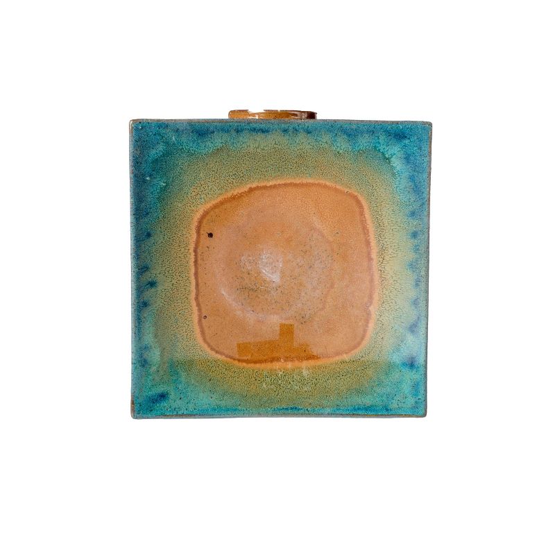 17" Handmade Glazed Ceramic Zen Birdbath Blue - Alfresco Home LLC