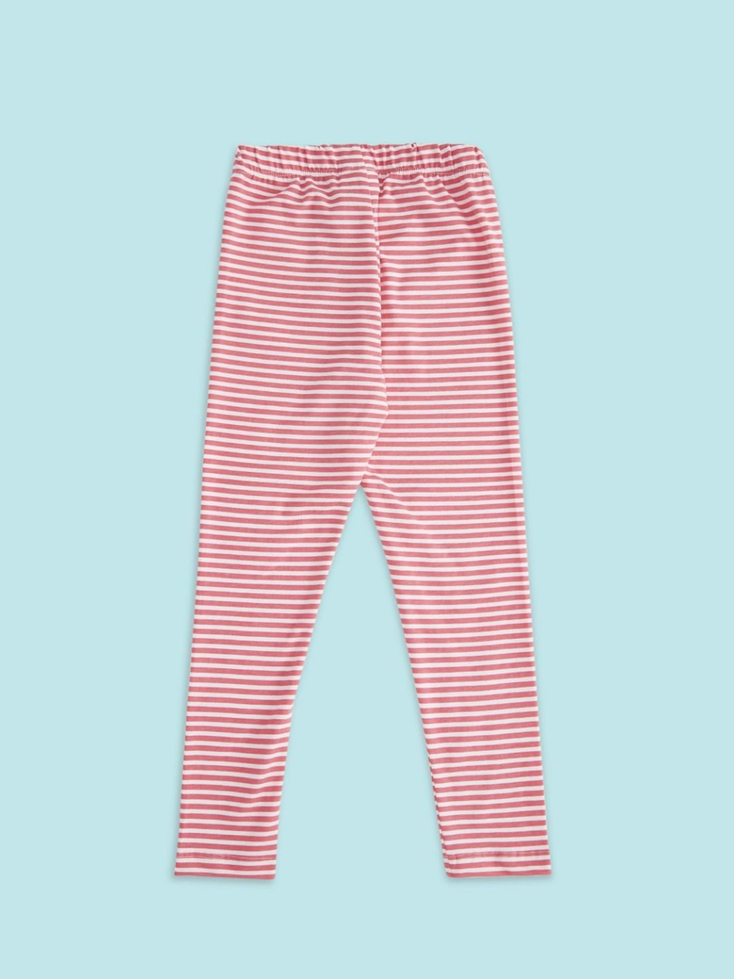 Jockey Kids White & Black Cotton Striped Leggings