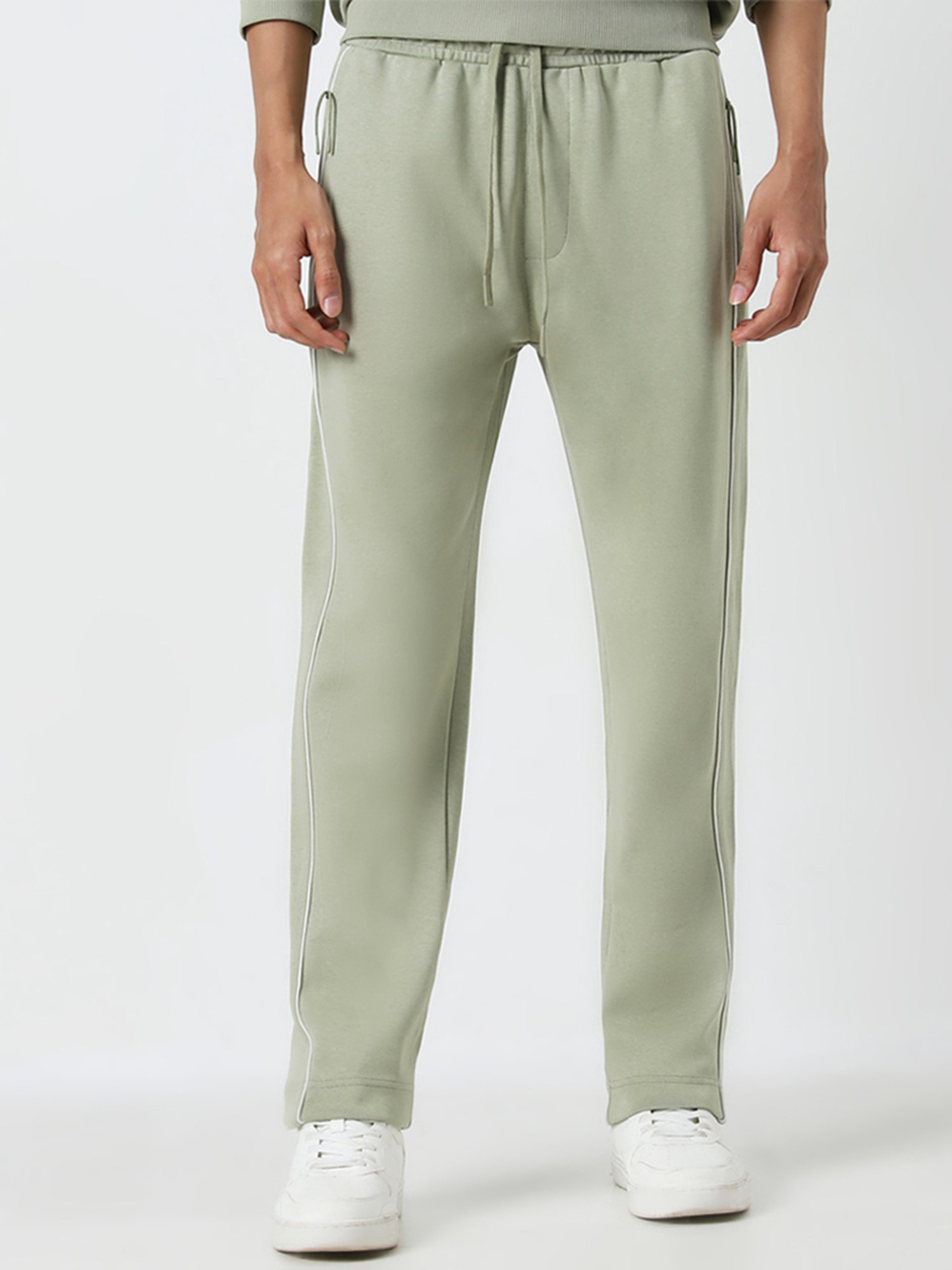 Studiofit by Westside Light Sage Relaxed Fit Cotton Blend Track Pants