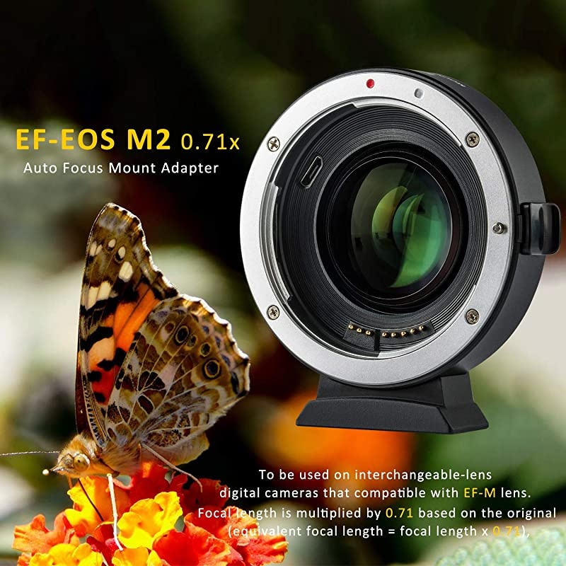 EF-EOS M2 Speed Booster Canon 0.71x Autofocus Speedbooster Canon EF-M Lens Adapter Compatible with Canon EF to m50 m200 m6 m5 m50 ii m6 ii