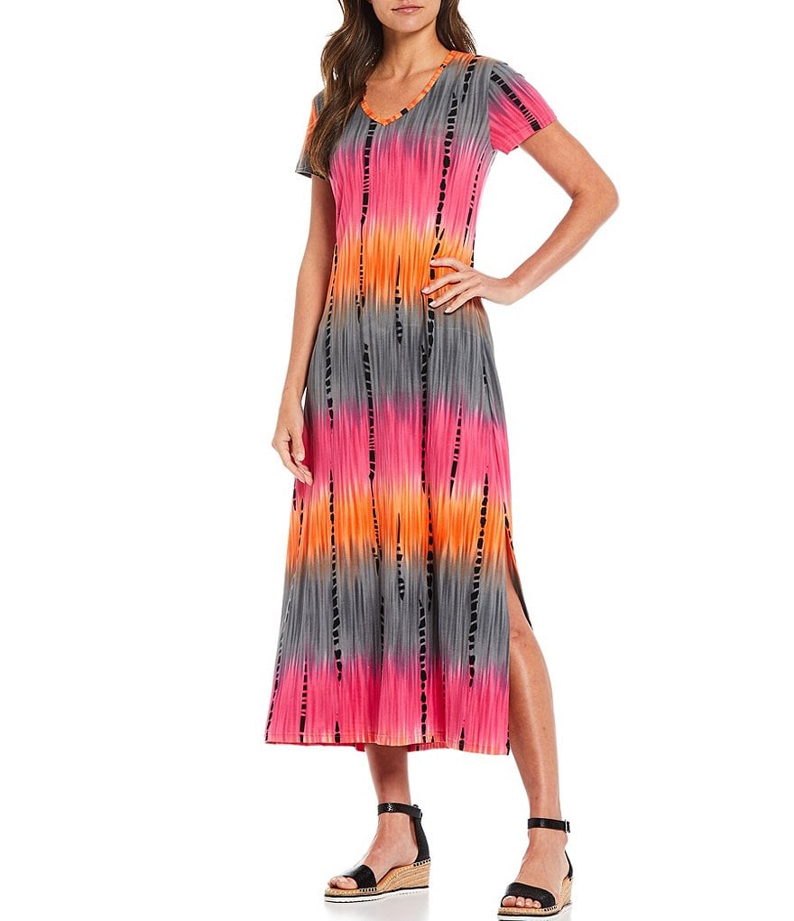 White Boho Stripes & Floral Print Floor Length Tank Dress