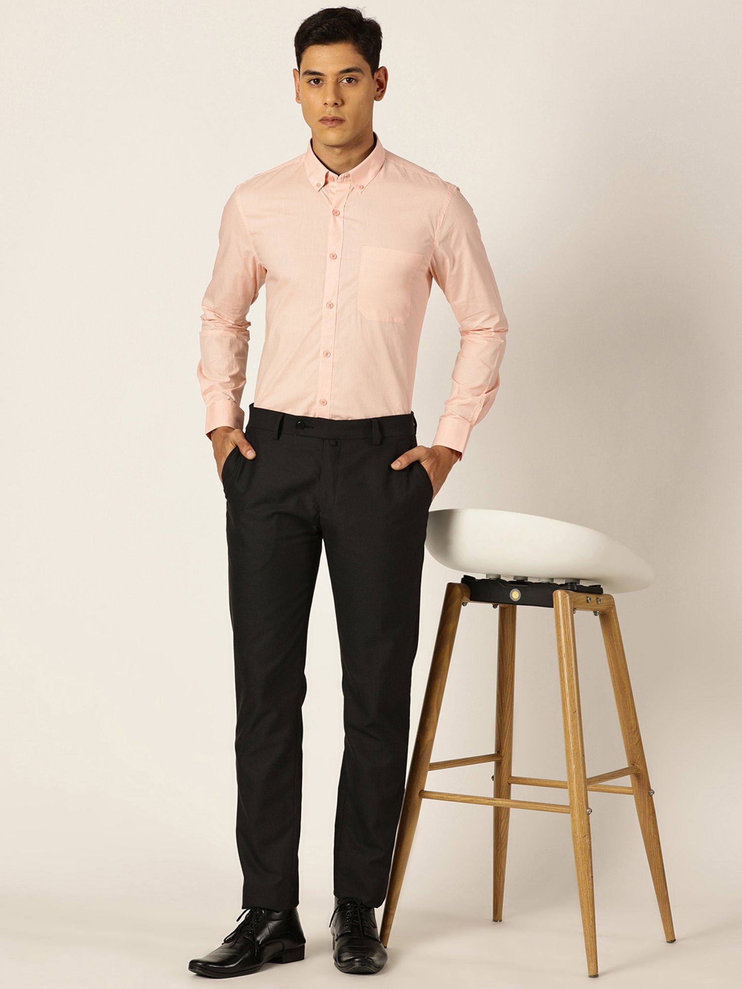 Thomas Scott Light Pink Smart Fit Cotton Shirt