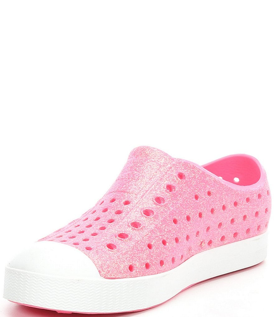 Native Girls' Jefferson Bling Glitter Perforated Slip-On Sneakers (Toddler)