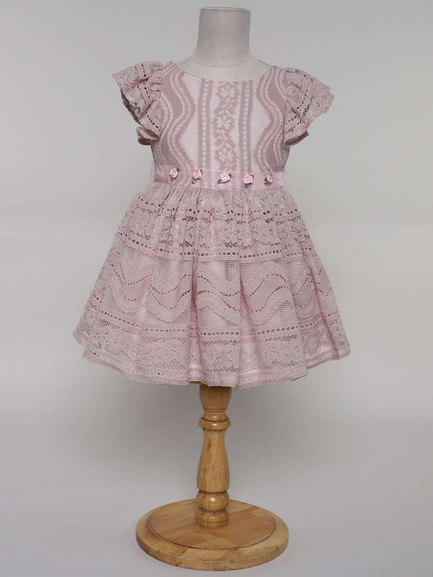 Many Frocks Kids Pink Embroidered Dress