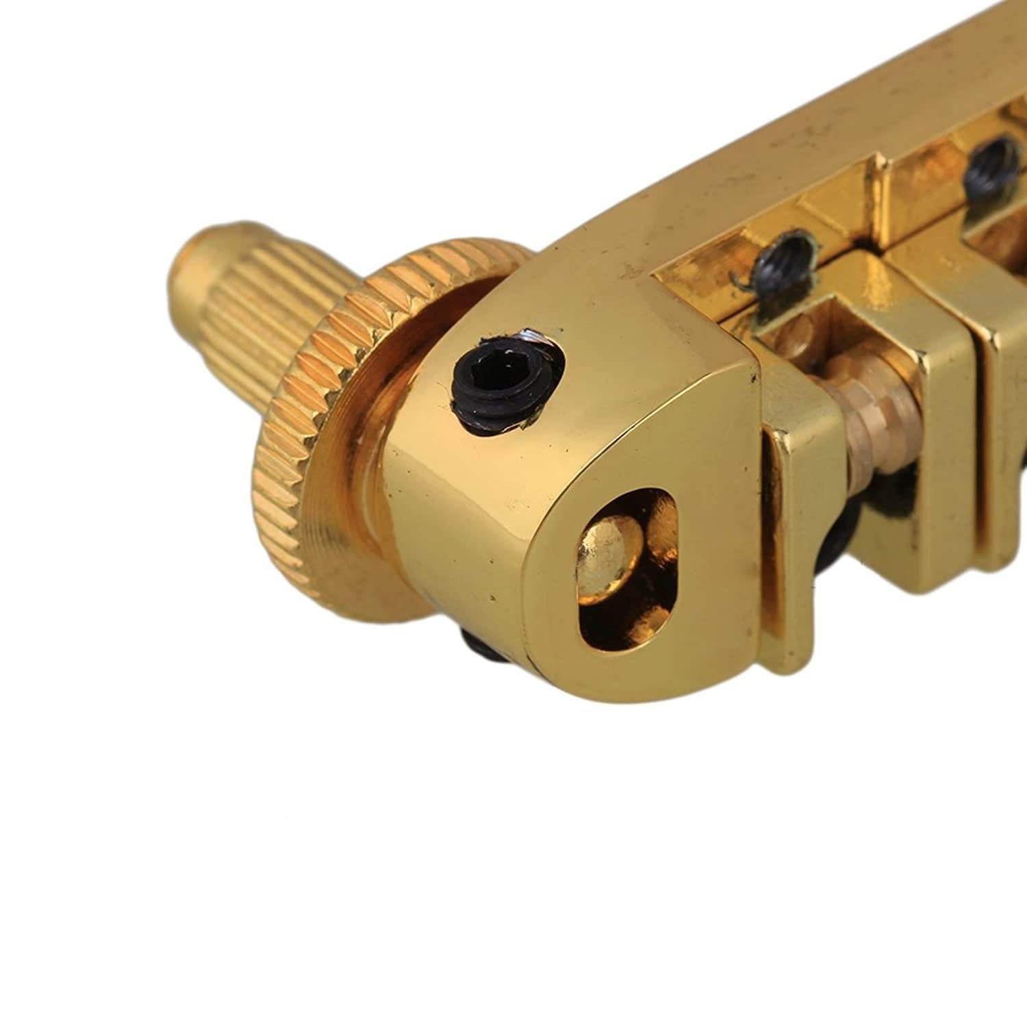 BQLZR Roller Saddle Bridge with Posts and Spanner For Electric Guitar Golden