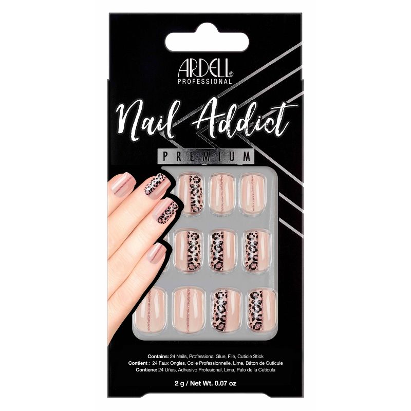 Ardell Nail Addict False Nails - Cheetah Accent - 24pc