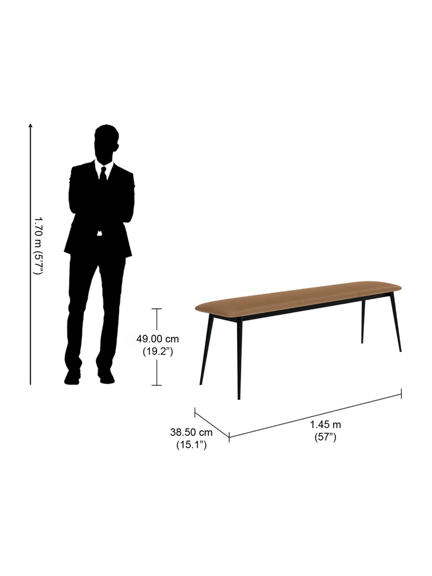 Godrej Interio Billet Beige Plywood 3 Seater Dining Bench