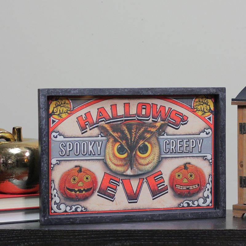 Raz Imports 16" Halloween Rectangular "Hallows' Eve" Framed Wall Art - Black/Red