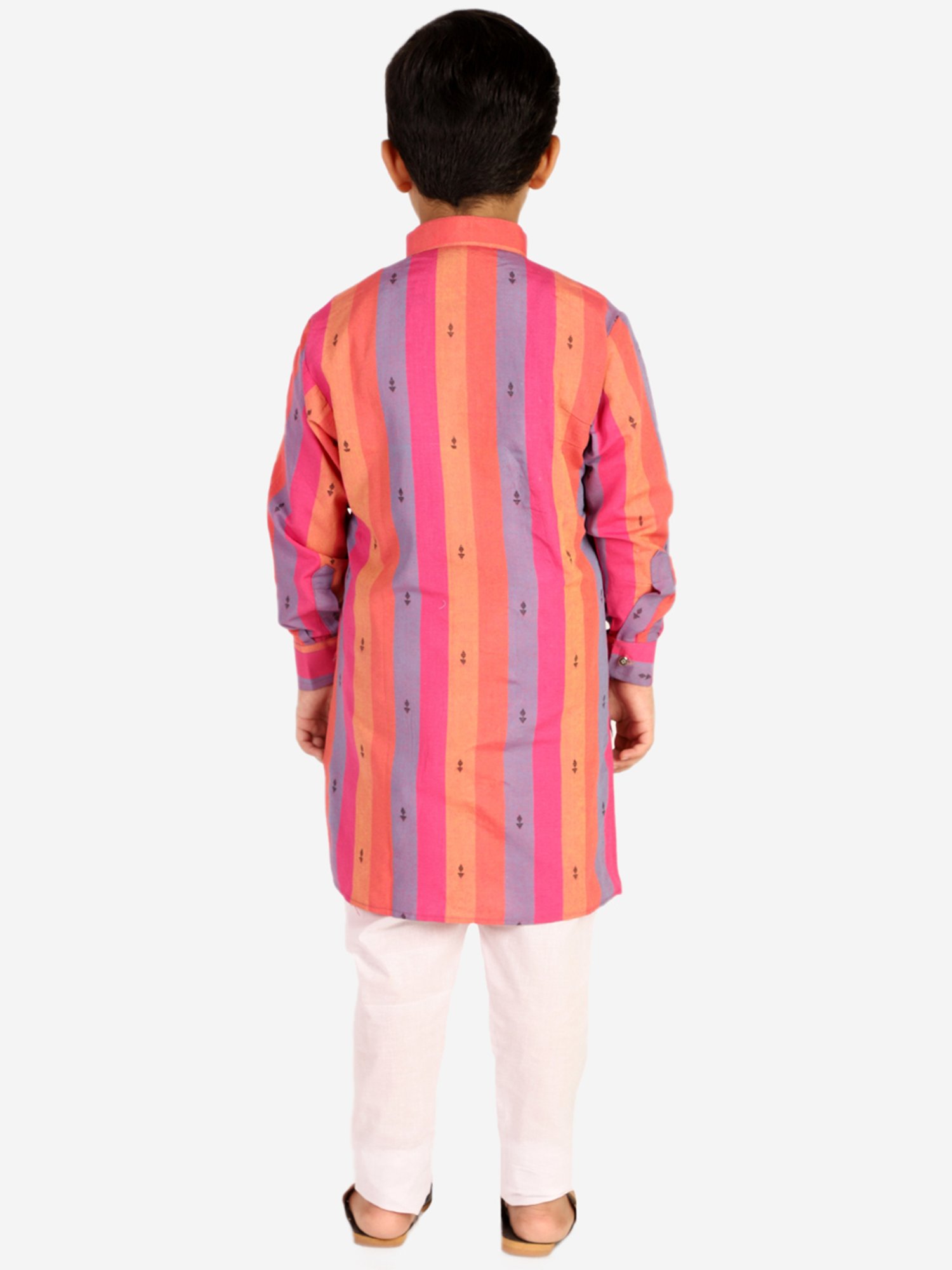 Pro-Ethic Style Developer Kids Pink & White Striped Full Sleeves Kurta with Pyjamas