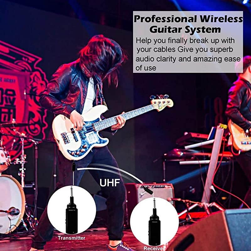 Wireless guitar transmitter receiver 5.8GHz Wireless Guitar System Rechargeable Audio Guitar System Electric Digital Guitar System Transmitter Receiver Set