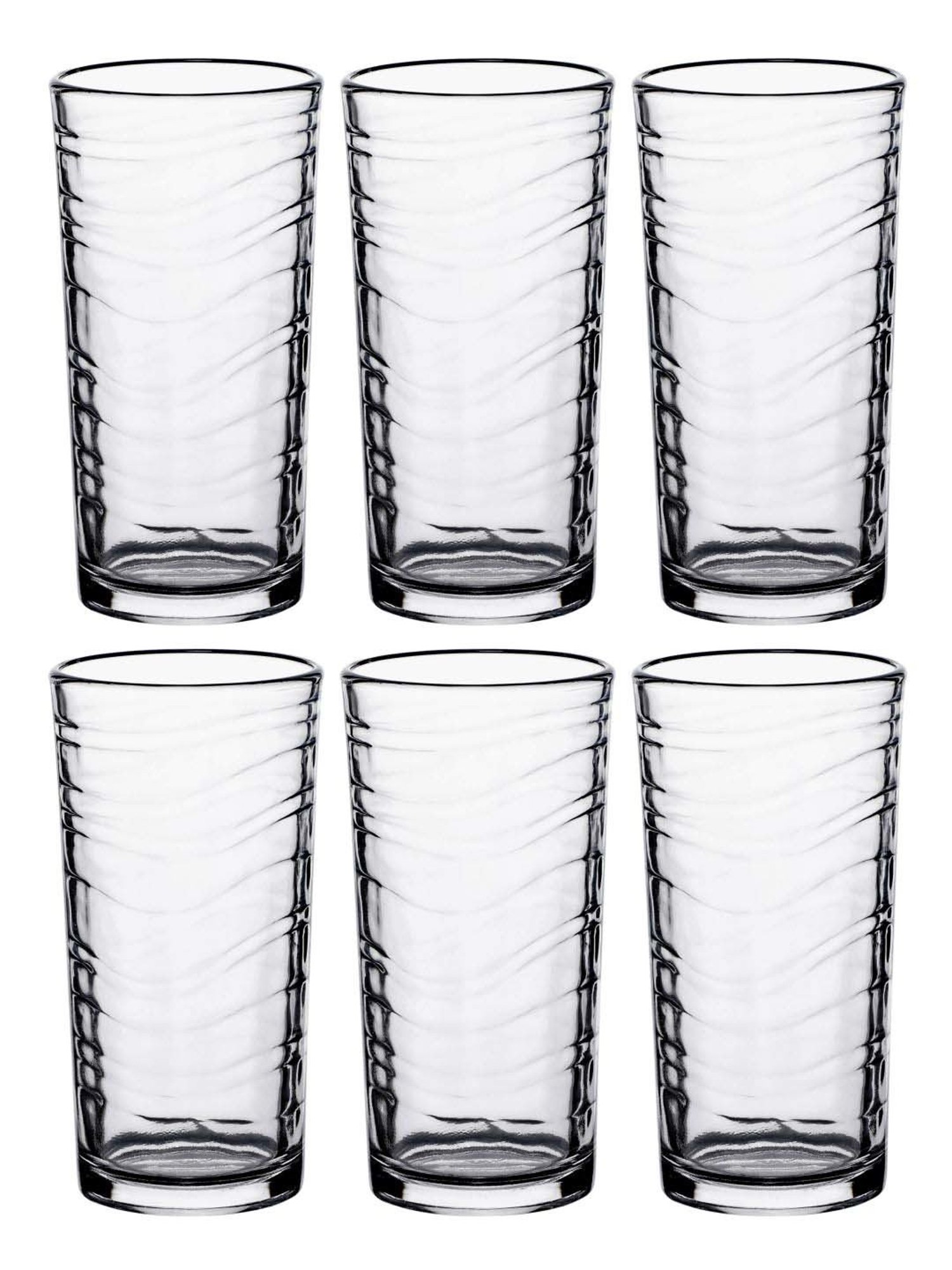 ROXX Tuscany Wave Transparent Glass Tumbler (0.25 L) - Set of 6