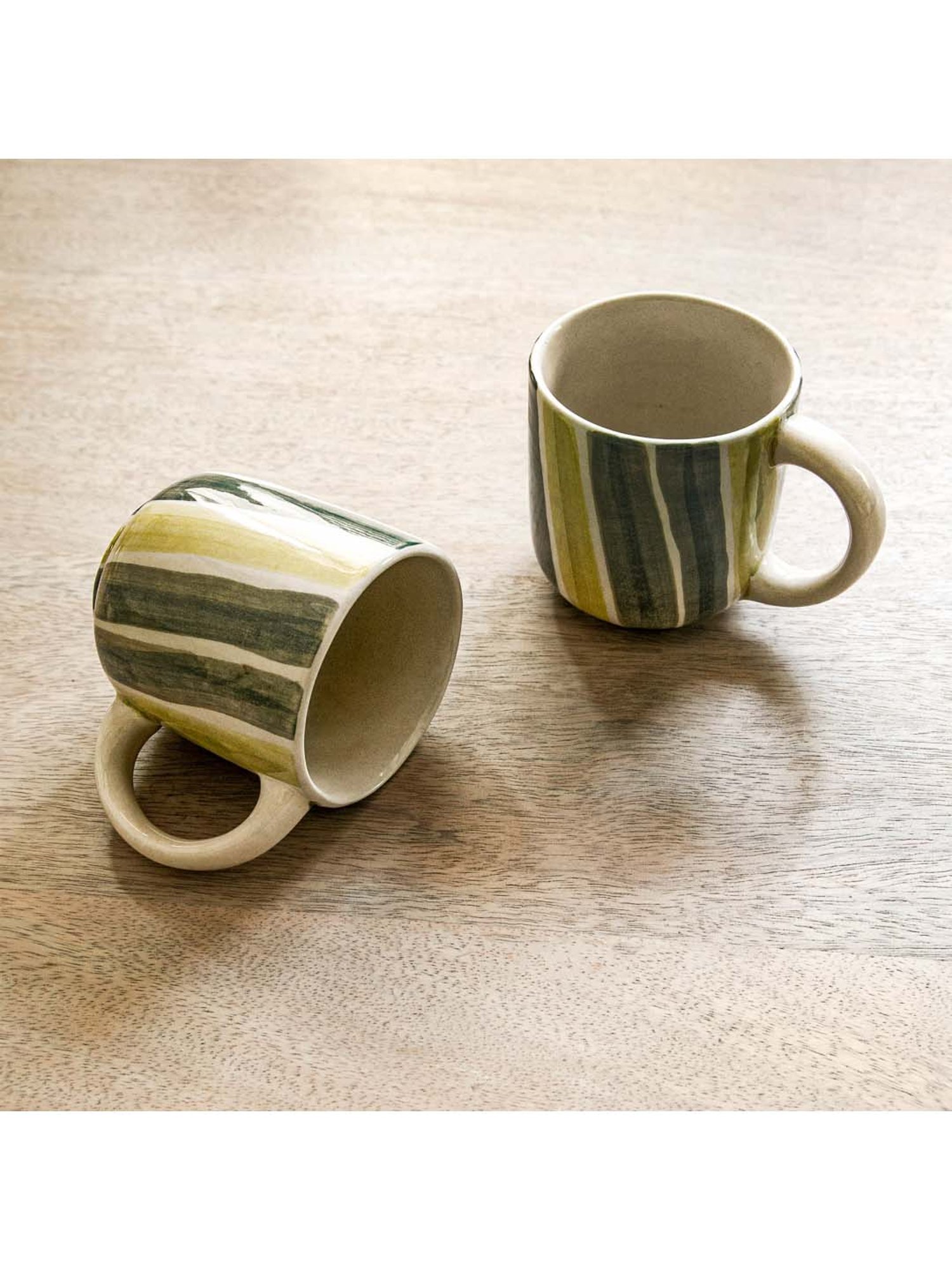 Ellementry Multicolor Ceramic Coffee Mug (0.25 L) - Set of 2