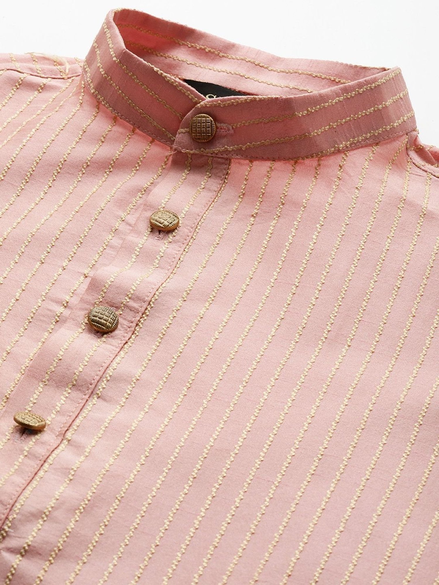 Sojanya Pink & Blue Regular Fit Self Pattern Kurta Set With Jacket