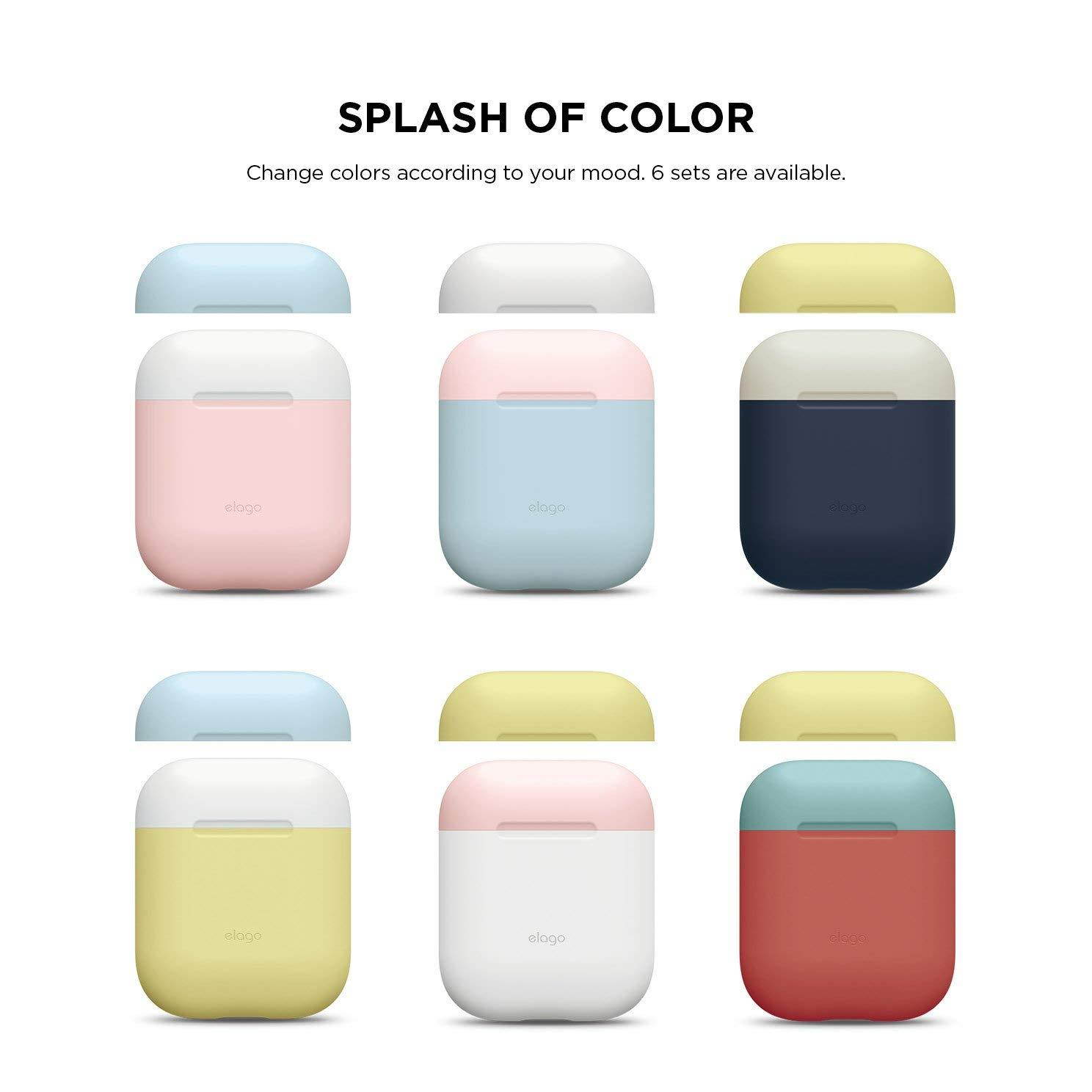 elago AirPods Duo Case [Body-Pastel Blue/Top-Pink, White] - [Extra Protection] [Hassle Free] - for Apple AirPods