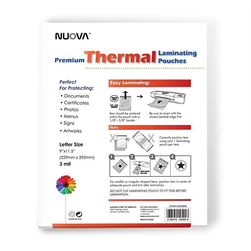 LP50H Thermal Laminating Pouches 9 x 115 Inches Letter Size 50Sheets 3mil
