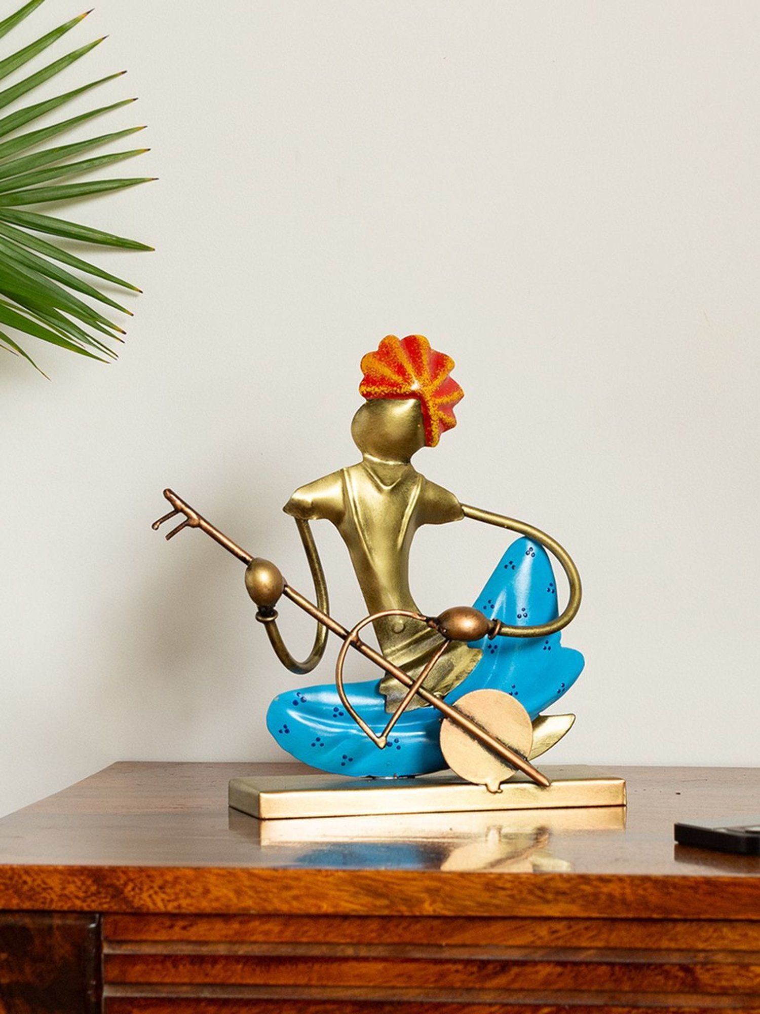 ExclusiveLane 'Veena Player Folk Artist' Multicolor Iron Decorative Piece - Set of 1