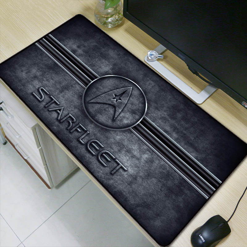 90X40CM Extra Large Mouse Pad Star Trek Logo Gaming Mousepad Anti-slip Natural Rubber Gaming Mouse Mat with Lock Edge