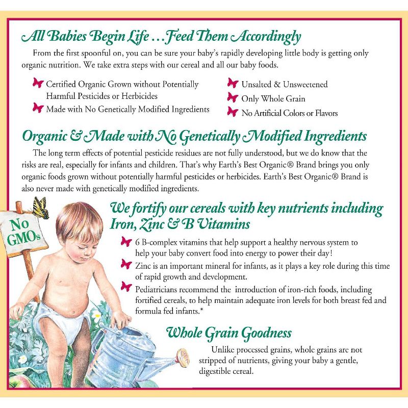 Earth's Best Organic Whole Grain Rice Baby Cereal - 8oz