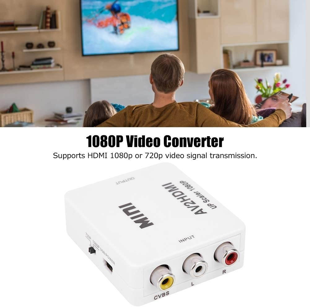 TOPINCN AV to HDMI Converter 1080P 60HZ Mini Output High Definition Adapter Video Converter Supporting NTSC/PAL with USB Cable(White)