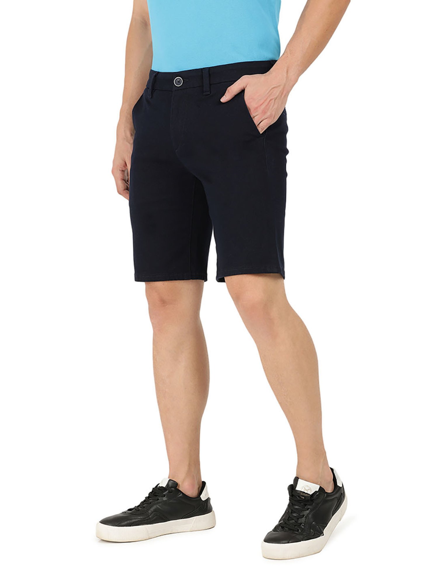 EVERBLUE Navy Blue Midrise Cross Pocket Shorts