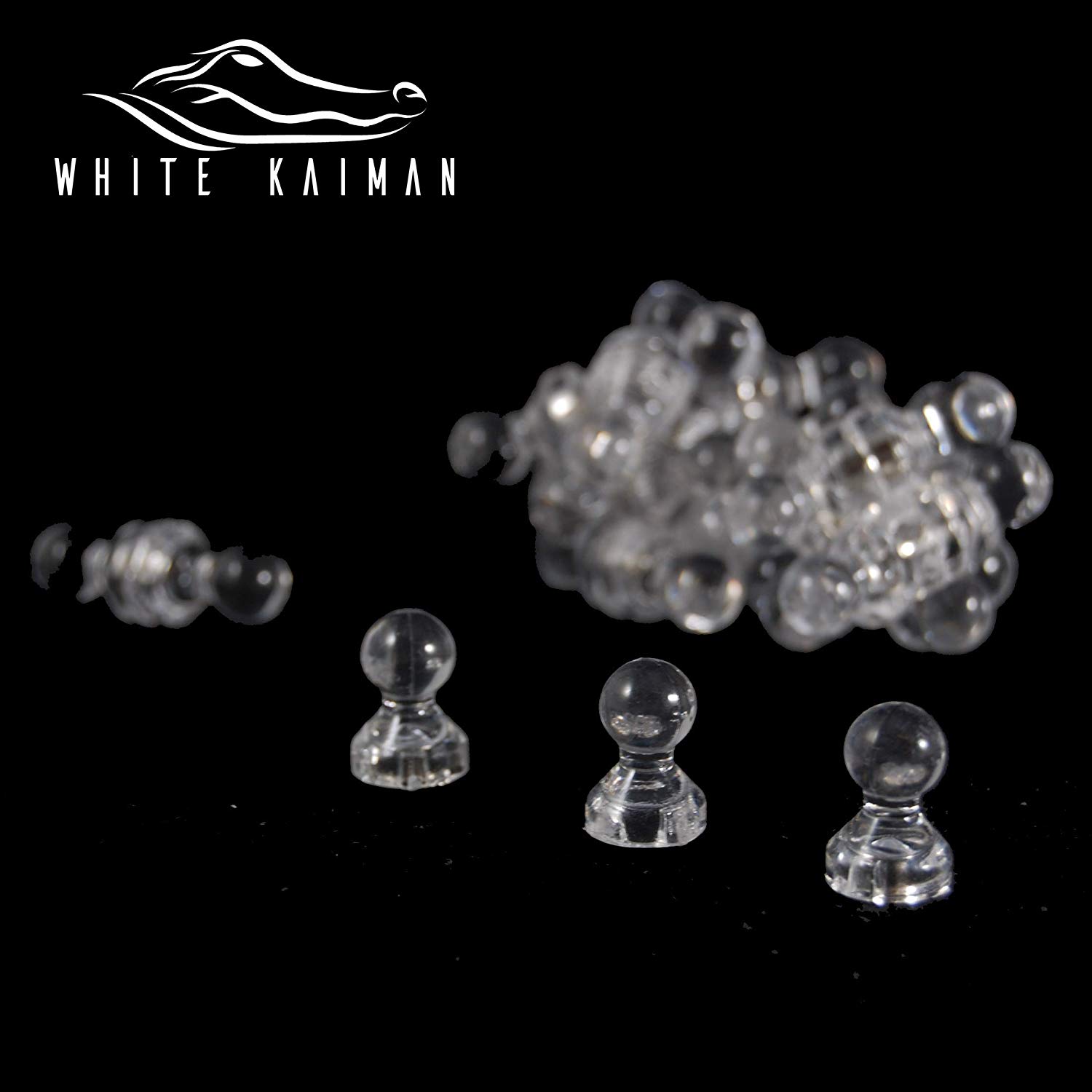 Magnetic Push Pins by White Kaiman 50 Pack Push Pin Magnets for Whiteboard, Refrigerator Magnets, Calendar Magnets, Locker, or Map Multi Use Thumbtacks Magnet Pins (Clear)