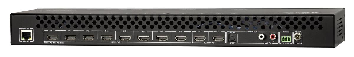 AVPro Edge AC-MX82-AUHD-RM 8x2 4K60 18Gbps Rack Matrix and Auto Switch/AVR Bypass