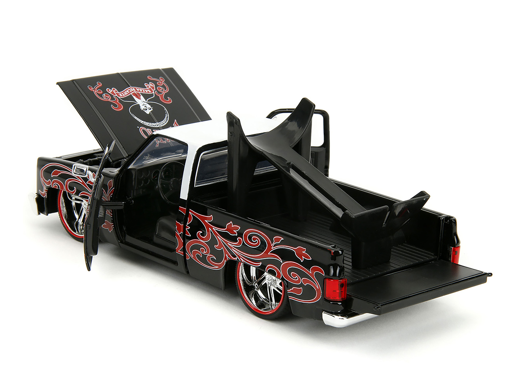 1976 Chevrolet Stepside Pickup Truck Tangier Orange with White Stripes 1/87 (HO) Scale Model Car by Classic Metal Works