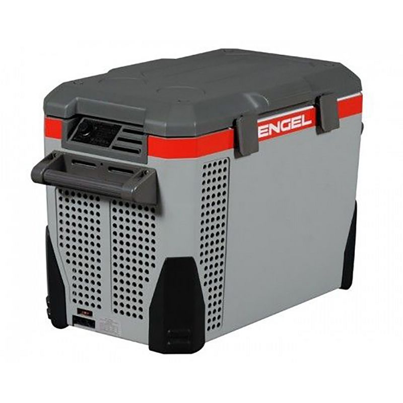 Engel 40-Quart 110/120V-AC 12/24V-DC Portable Top-Opening Tri-Voltage Car Fridge/Freezer with ABS Plastic Shell and Removable Handles, Gray