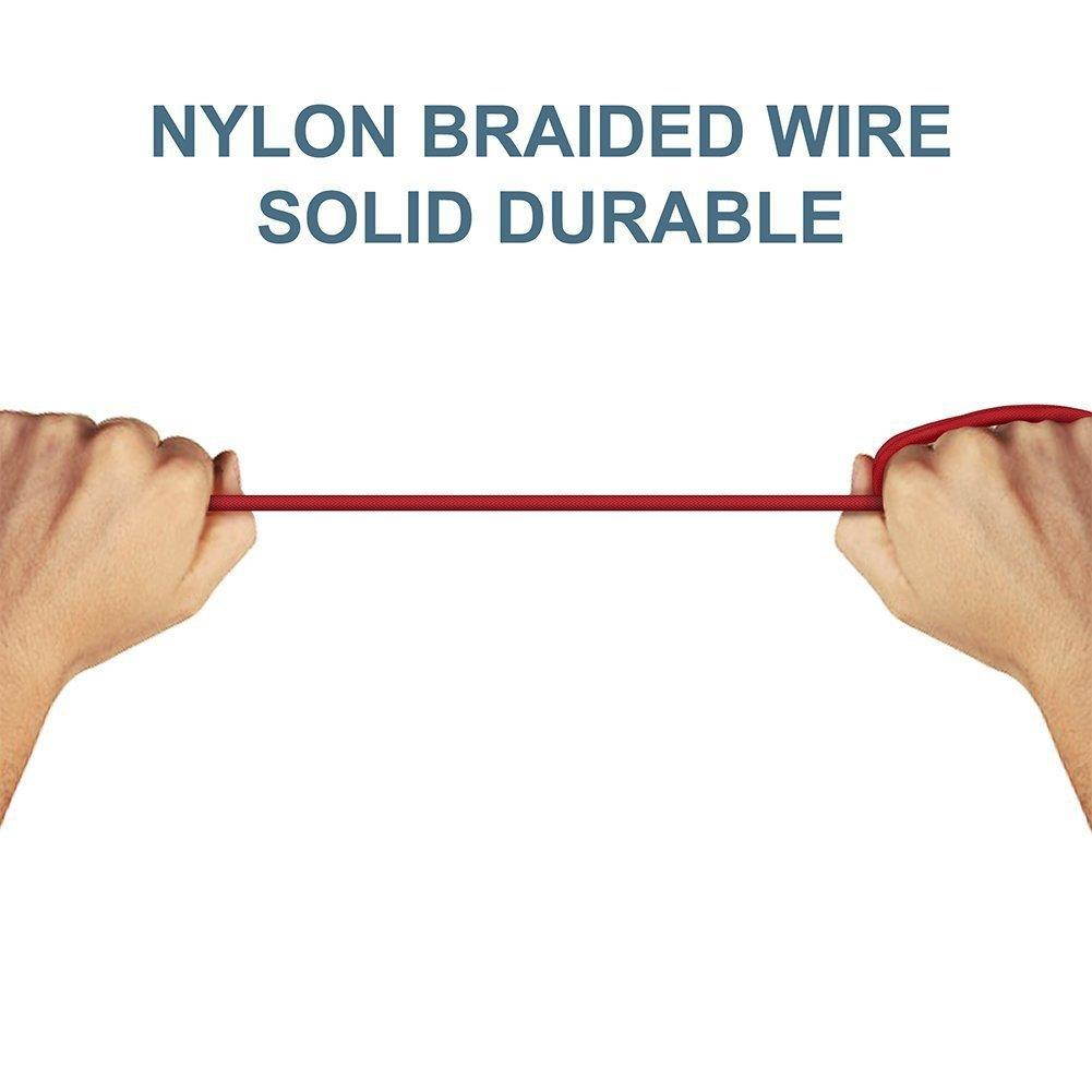 RoFI Micro USB Cable, [2Pack] 0.6M Samsung Charger, Nylon Braided Micro USB Charger, High Speed USB 2.0 A to Micro B Charging Cord Universal for HTC, S6, Kindle, Android, and More (Red, 2 Feet)