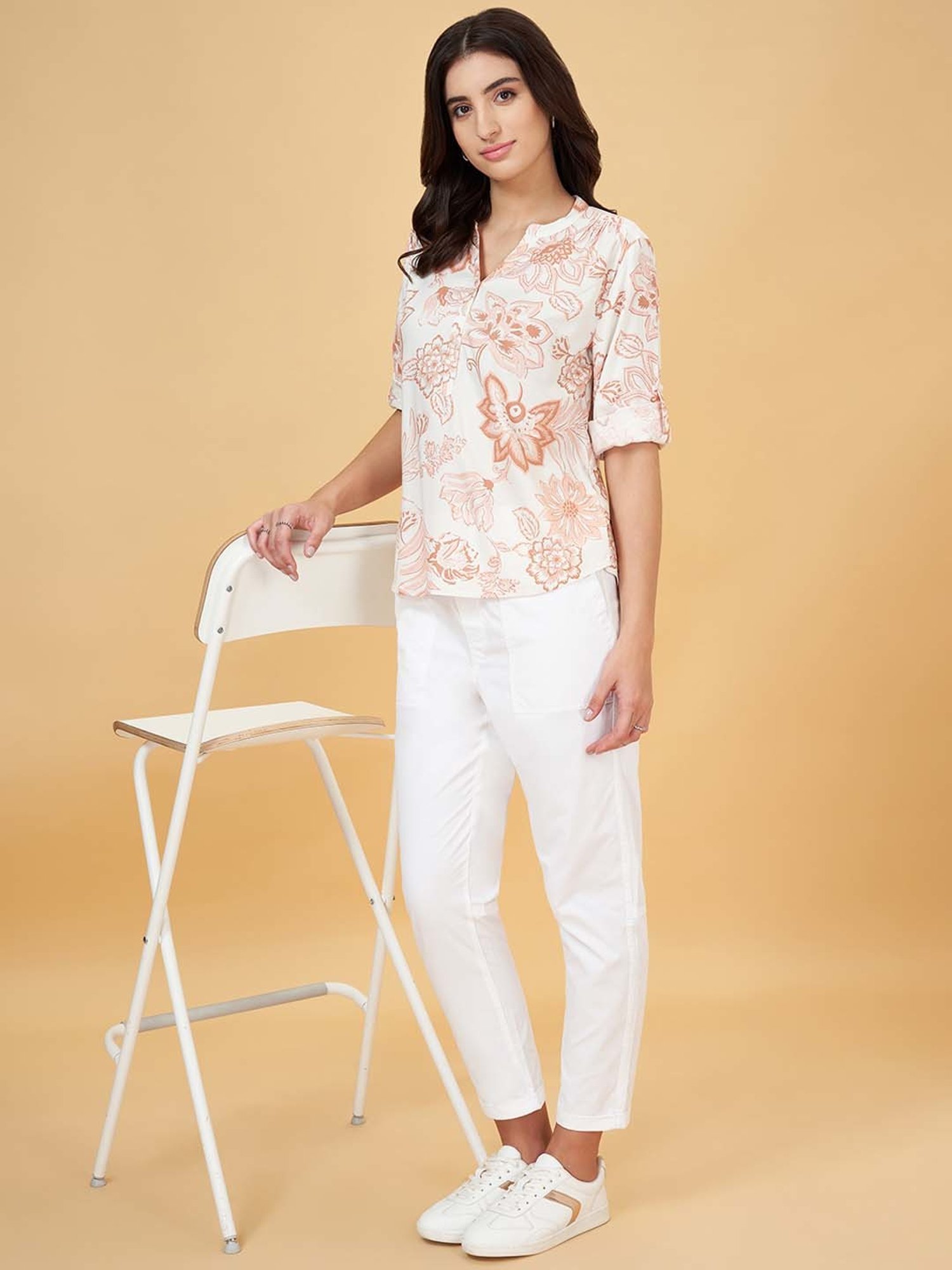 Honey by Pantaloons White Floral Print Top
