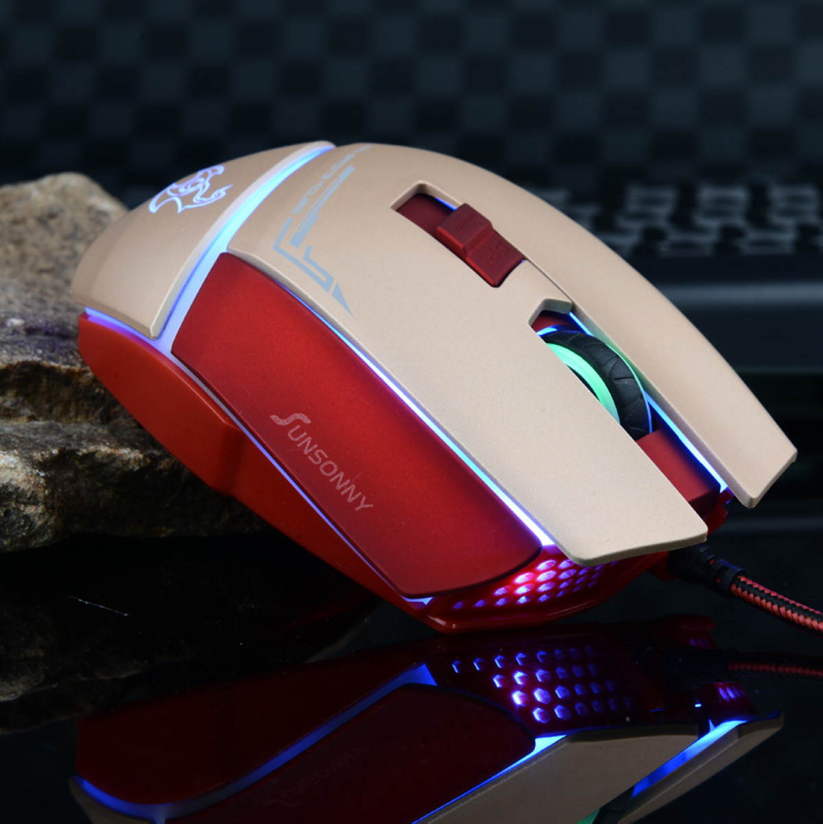 Sunsonny 007 1600DPI 5 Button USB Wired Gaming Mouse (Red)