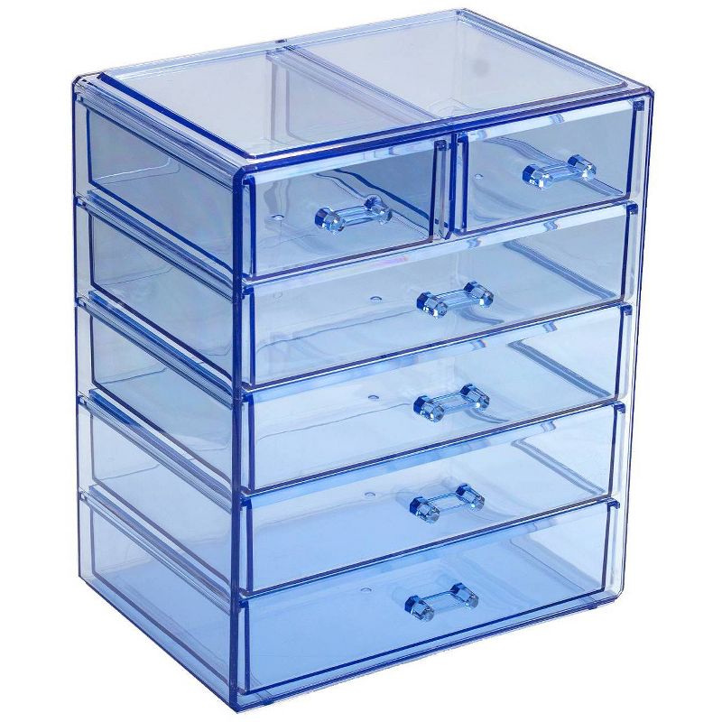 Sorbus Makeup and Jewelry Big Storage Case Display - Royal Blue(4 Large, 2 Small Drawers)