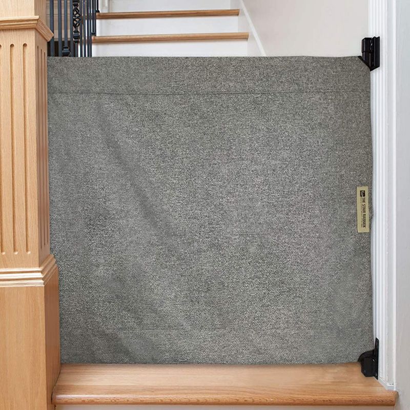 The Stair Barrier Wide Wall to Banister Retractable Fabric Baby and Pet Safety Gate for Staircases, 43 to 52 Inch, Beyond Sheep Ash