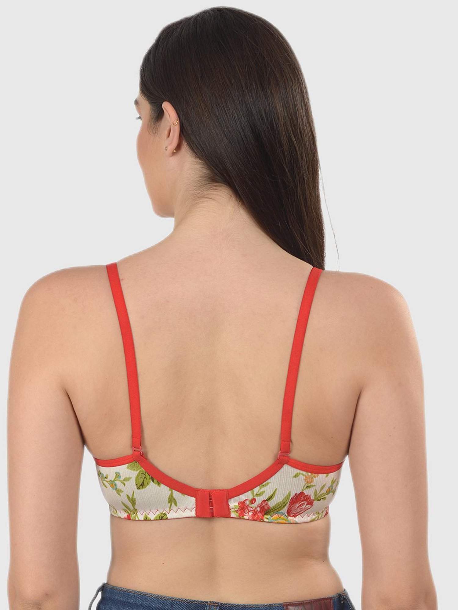 mod & shy Green Floral Lightly Padded Bra