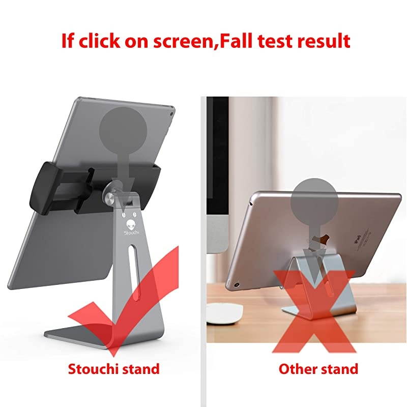 Tablet Holder Stand Compatible 2020 iPad Pro, 360&deg; Rotatable Aluminum Alloy Desktop Holder Tablet Stand Compatible Samsung Galaxy Tab ProS iPad Pro10.5 9.7" 12.9'' iPad Air Surface Pro4 Gray