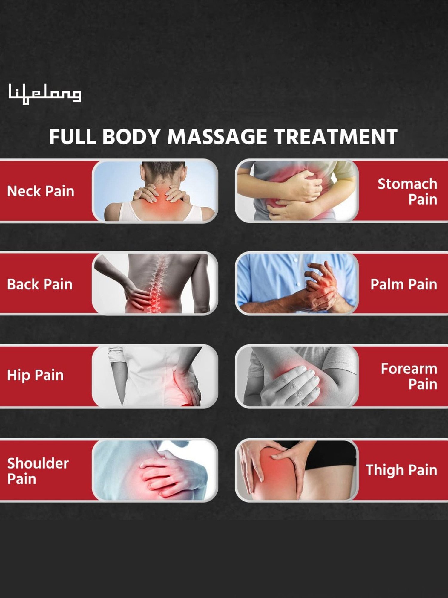 Lifelong LLM414 Rechargeable Wireless Body Massager Machine with 20 Vibration Modes (Brown)