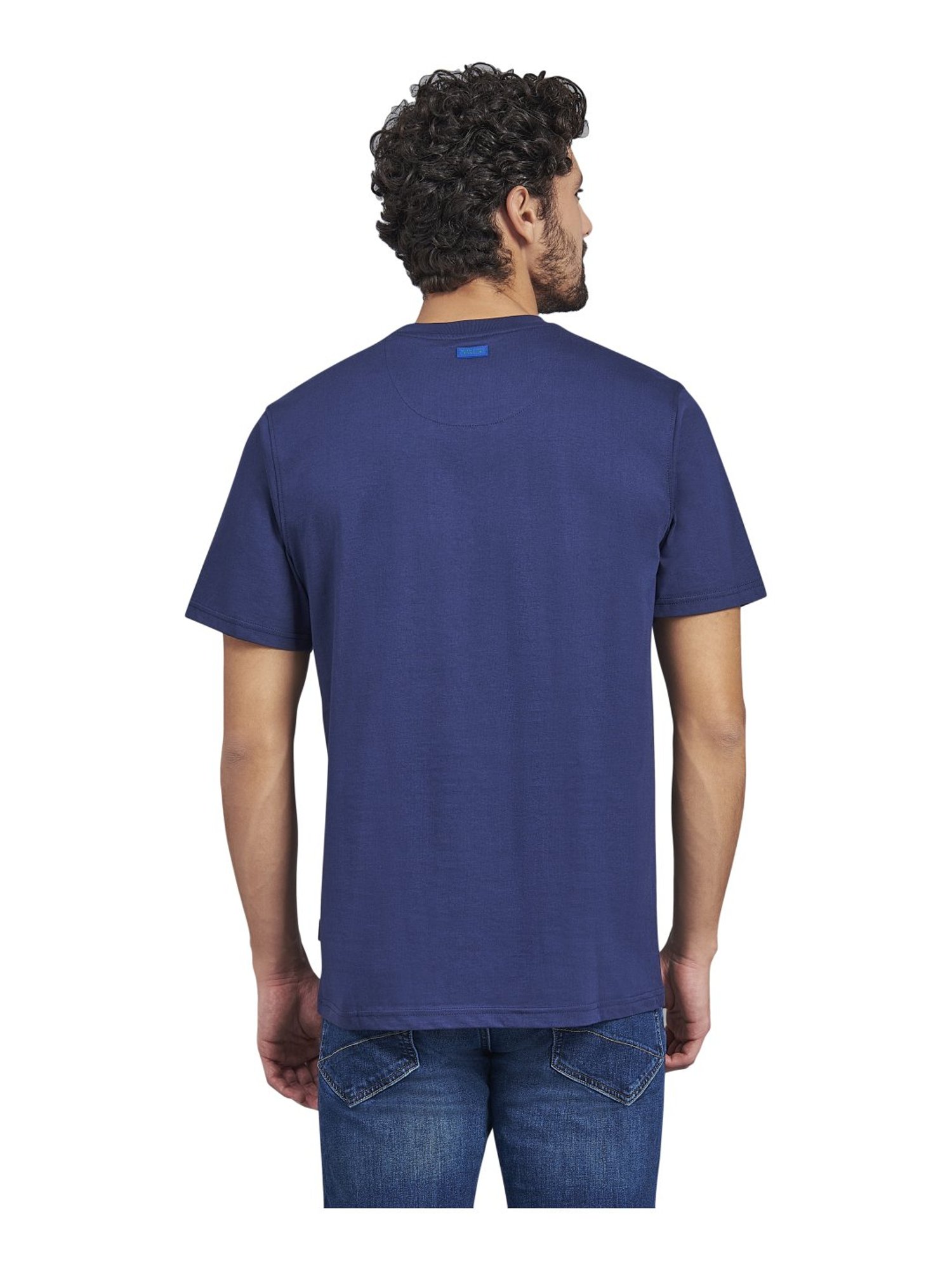 Beverly Hills Polo Club Navy Cotton Regular Fit Printed T-Shirt