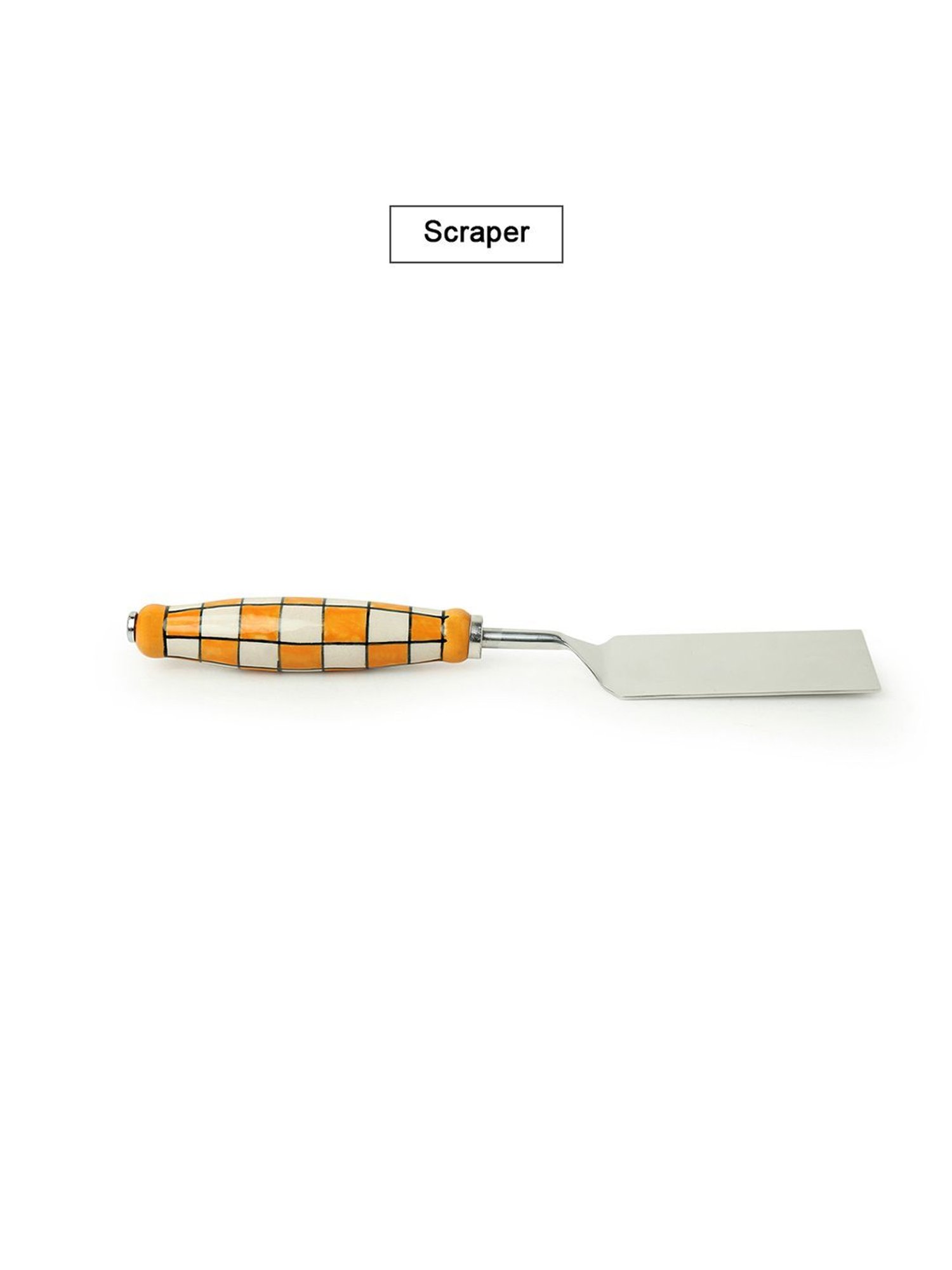 ExclusiveLane 'Shatranj Check' Hand-Painted Serving Fork & Scraper Cutlery Set (Set of 2)