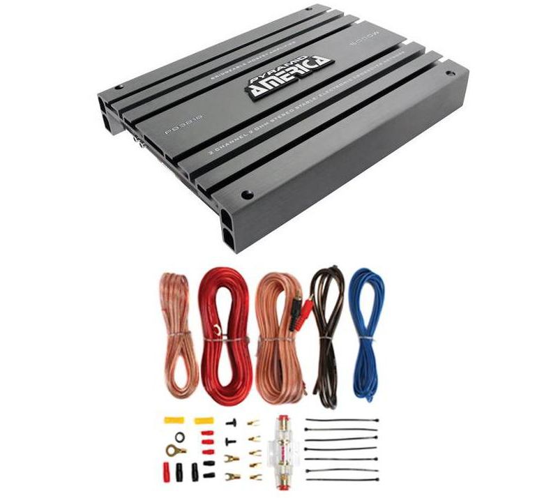 PYRAMID PB918 2000W 2 Channel Car Audio Amplifier Power Bridgeable+8 Ga Amp Kit