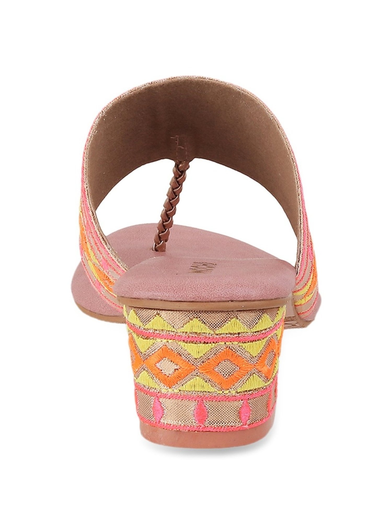 Mochi Women's Rose Gold T-Strap Sandals