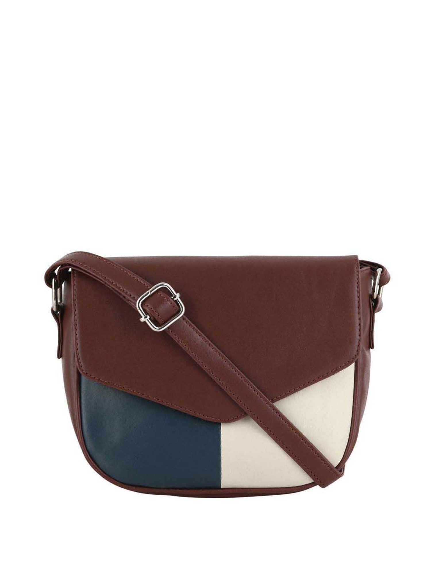 Toteteca Brown Color Block Medium Sling Handbag